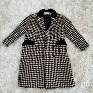 CHRISTIAN DIOR Black and White Houndstooth Pea Coat - Petite size